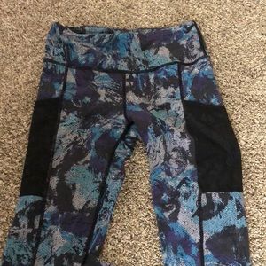 Purple and light blue workout leggings